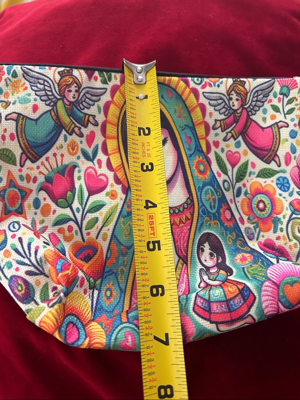 Floral Virgin Mary Canvas Zip Pouch - Multicolor - Picture 7 of 9